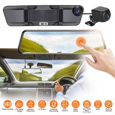 4K 12"Dash Cam Camcorder GPS WiFi Voice Control Car Rear View Backup Dual Camera