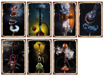 Shisha Wasserpfeife Nargila MDF Wand Poster Schild Plakette Vintage Retro Kunst Geschenk