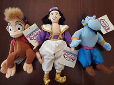 Disney Store mini bean bag plush set - Aladdin, Genie, Abu- new wih tags