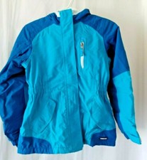 Lands End Grow A Long Jacket Zip Front, Hood, Elastic Waist Blue M 10/12 12781