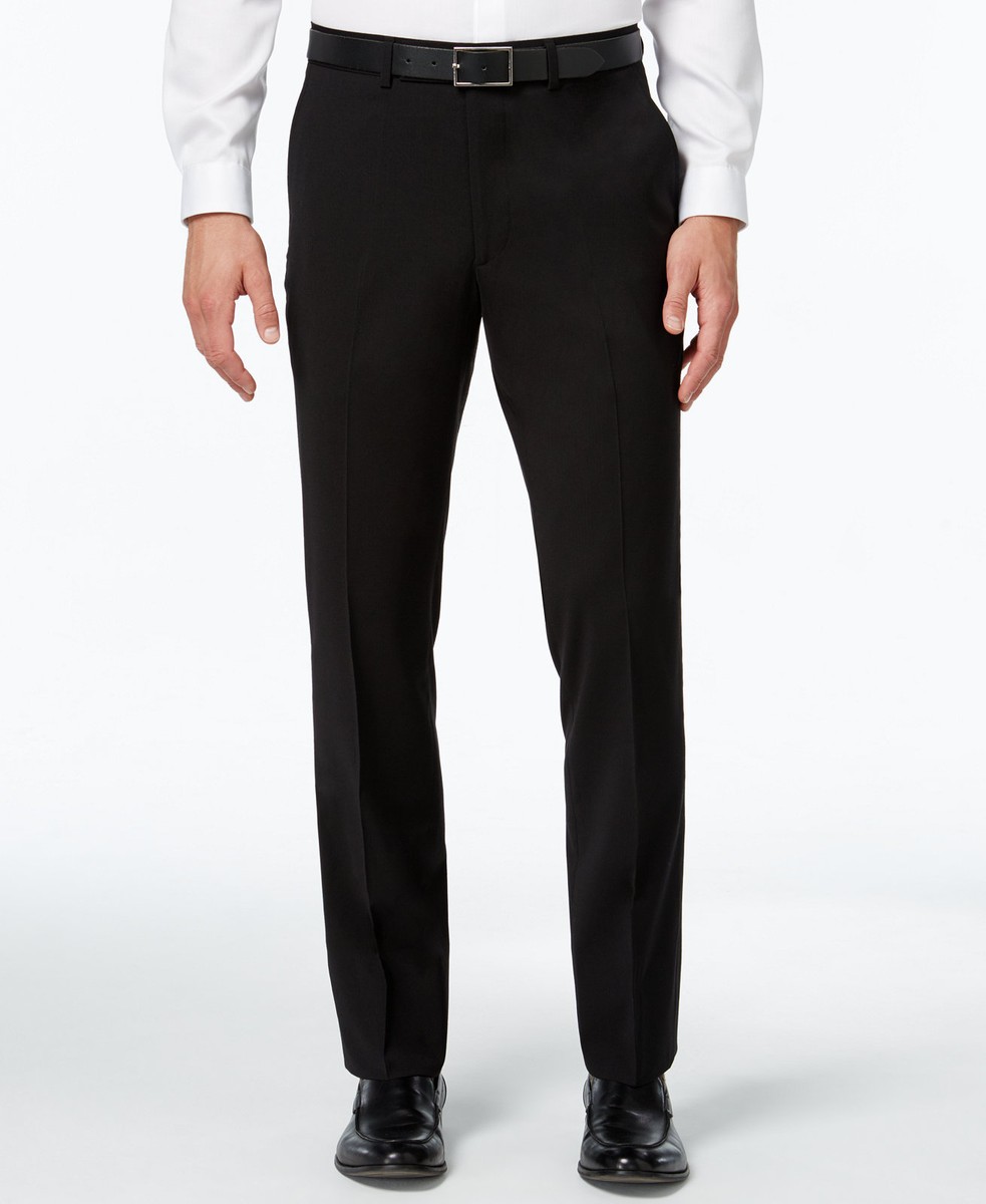 $220 Kenneth Cole Reaction Men Black Slim Fit Flat Front Dress Pants 31 W |  eBay