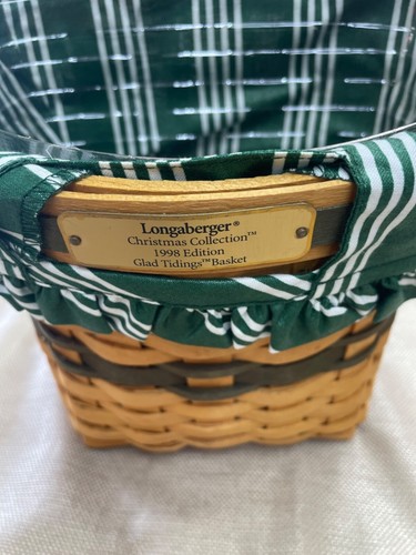 1998 Longaberger Glad Tidings Basket Christmas w/ Liner Green - Picture 3 of 14
