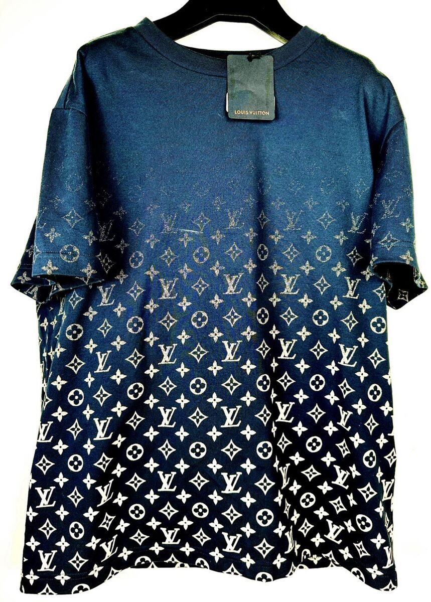 NWT Louis Vuitton 2023 Blue LV Monogram Gradient T Shirt Men NWT Louis Vuitton 2023 Blue LV Monogram Gradient T Shirt Men