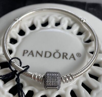 Authentic Pandora MOMENTS Sparkling Pave Clasp Bracelet #590723CZ