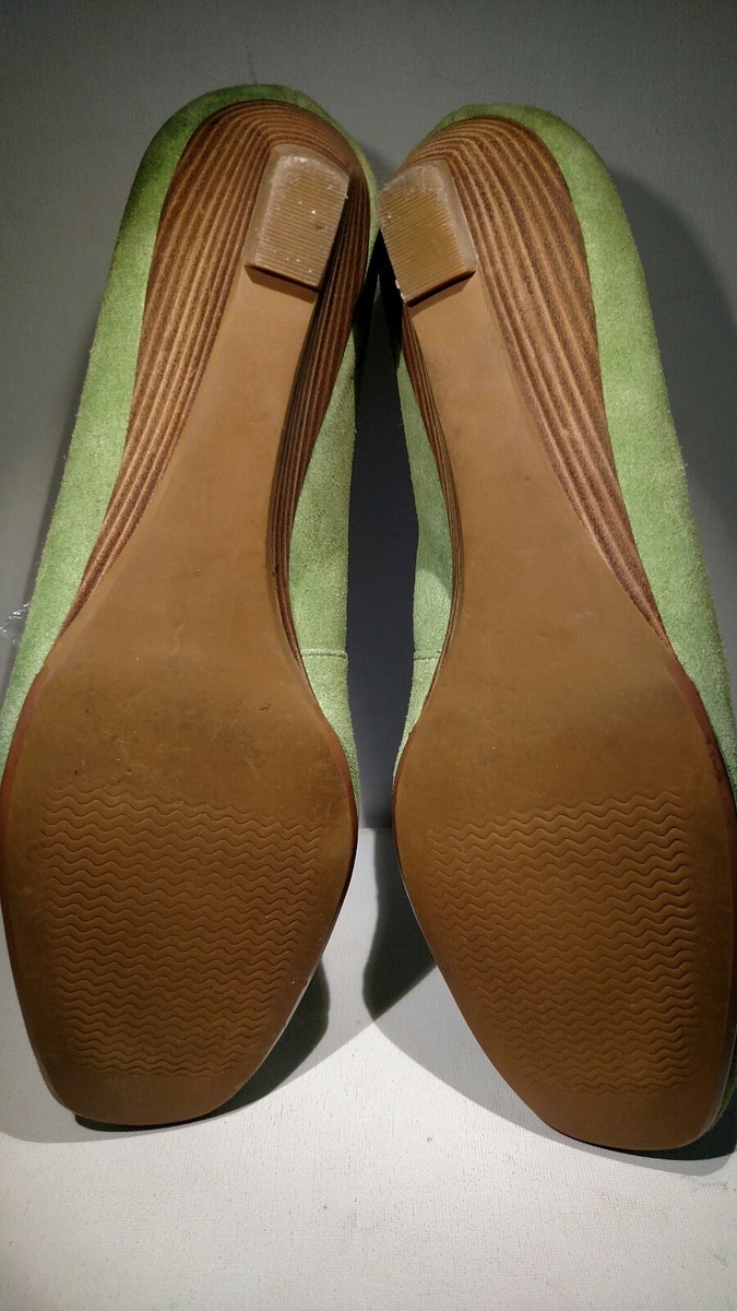 Chaussures Compensées Coldwater Creek Cuir Vert Suédé Taille US 8.5 - Occasion Excellent état