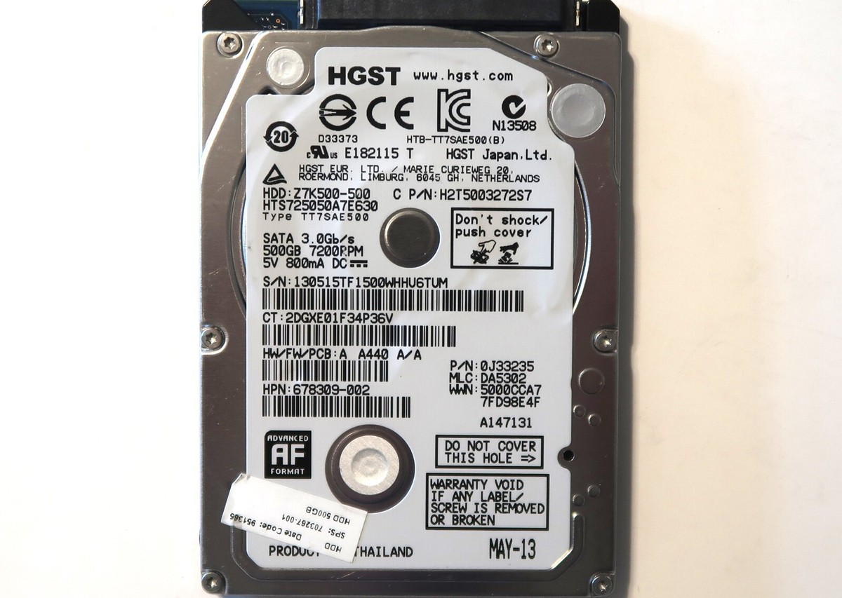 hts725050?a7e630、PN 0j33235、MLC da5302、Hitachi 500?GB SATA 2.5ハードドライブ Hitachi HTS725050A7E630 PN:0J33235 MLC:DA5302 Thailand 500gb
