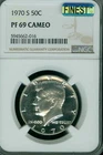 1970 S KENNEDY HALF NGC PF69 CAMEO MAC FINEST & SPOTLESS *