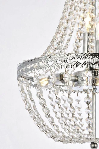 Chrome Crystal Pendant 5 Light Kitchen Foyer Dining Room Chandelier Fixture 14" - Picture 7 of 9