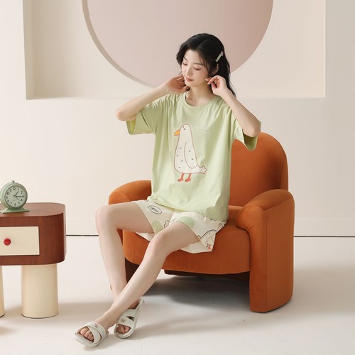 Women Cute Pajama Set Short Sleeve Crew Neck Shorts Summer Cartoon 2 Piece Pjs - Picture 68 of 92