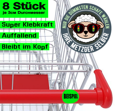 8pcs Shopping Trolley Stickers 3cm Vinyl - Only The Dumbest Sheep Choose Their