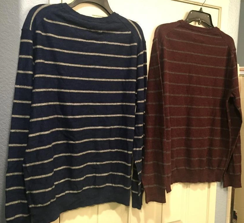 Suéter masculino SONOMA listra US$ 45 GUAGE FINA GOLA REDONDA leve todos os dias P G XXL - Imagem 4 de 4