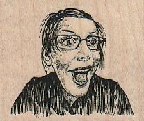 Laughing Lady 2 1/4 x 1 3/4" Rubber Stamp, People Stamp, Lady Stamp