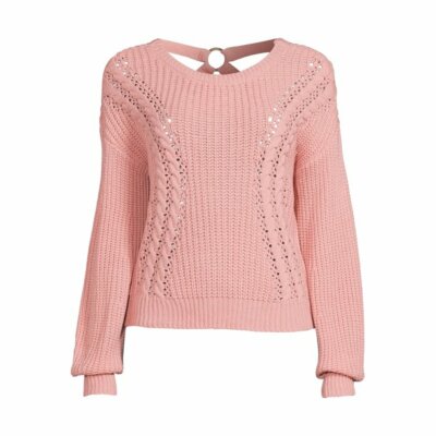 No Boundaries Juniors Plus Pink or White Caged Back Sweater New with Tags