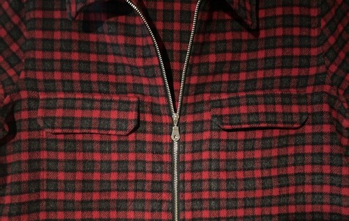 Vintage Old Navy Acrylic Wool Flannel Zip Up Shirt Jacket Women Medium Red Plaid - Picture 3 of 8