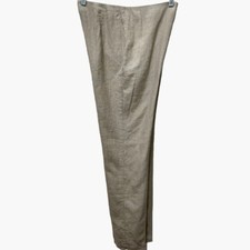 NWT Eileen Fisher Organic Linen Slim Pant MEDIUM Natural Side Zip Tapered