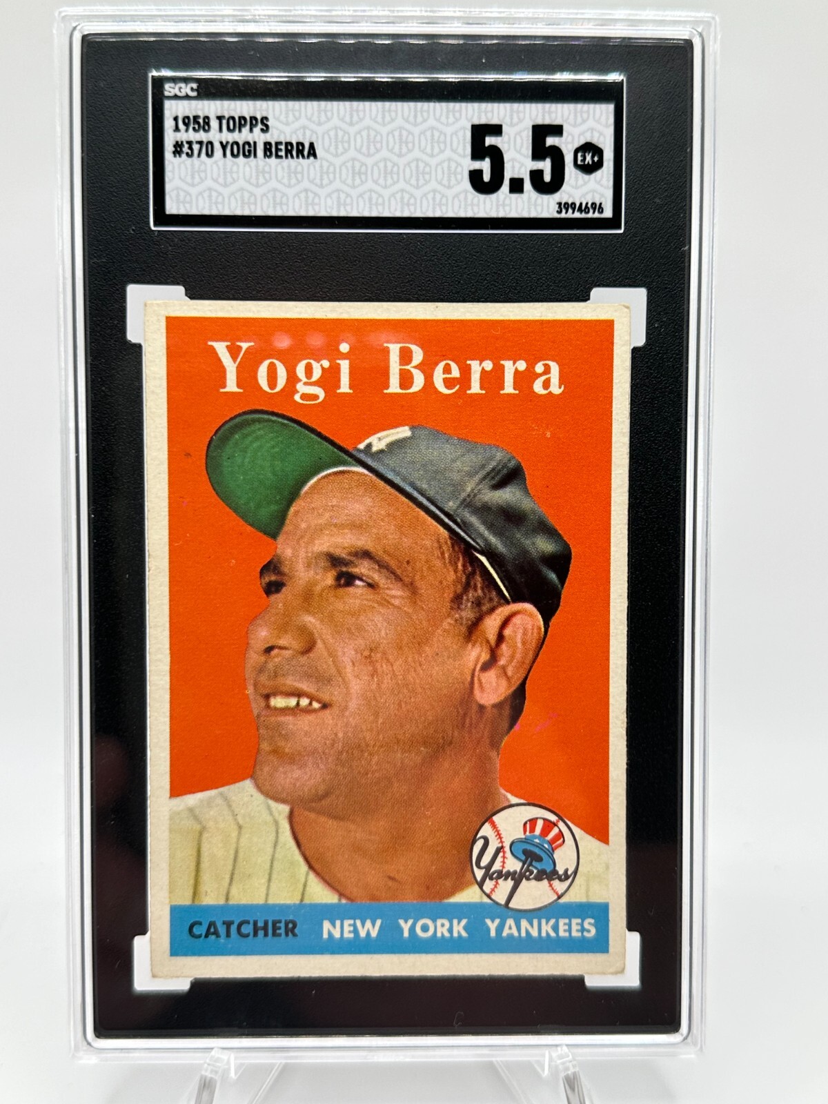 1958 TOPPS YOGI BERRA SGC 5.5 EX+ NEW YORK YANKEES # 370 CENTERED