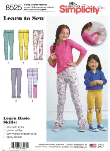 Simplicity 8525 LEARN TO SEW Knit Leggings w Ruffles, Patches Sz 3-6 UNCUT