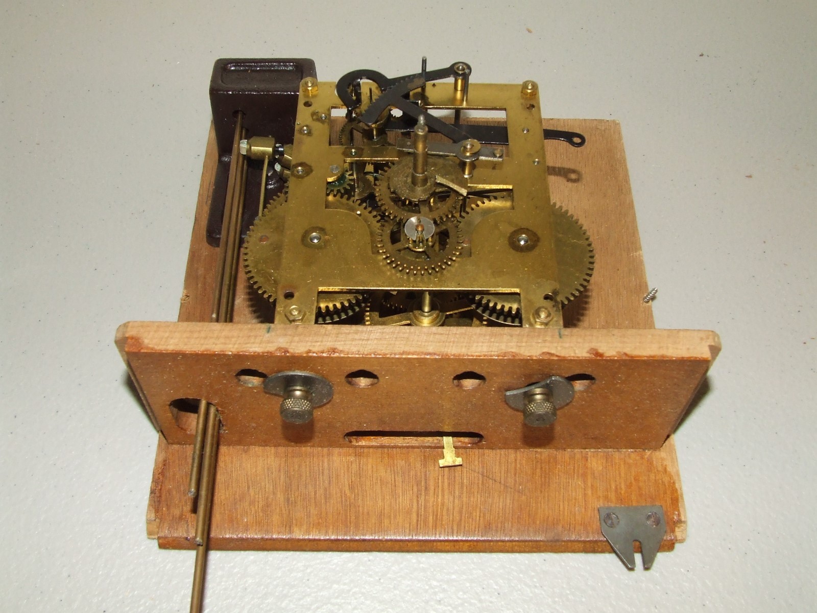 Antique Hand Painted Walnut Wag On Wall German Mid Century Mechanical Wall Clock