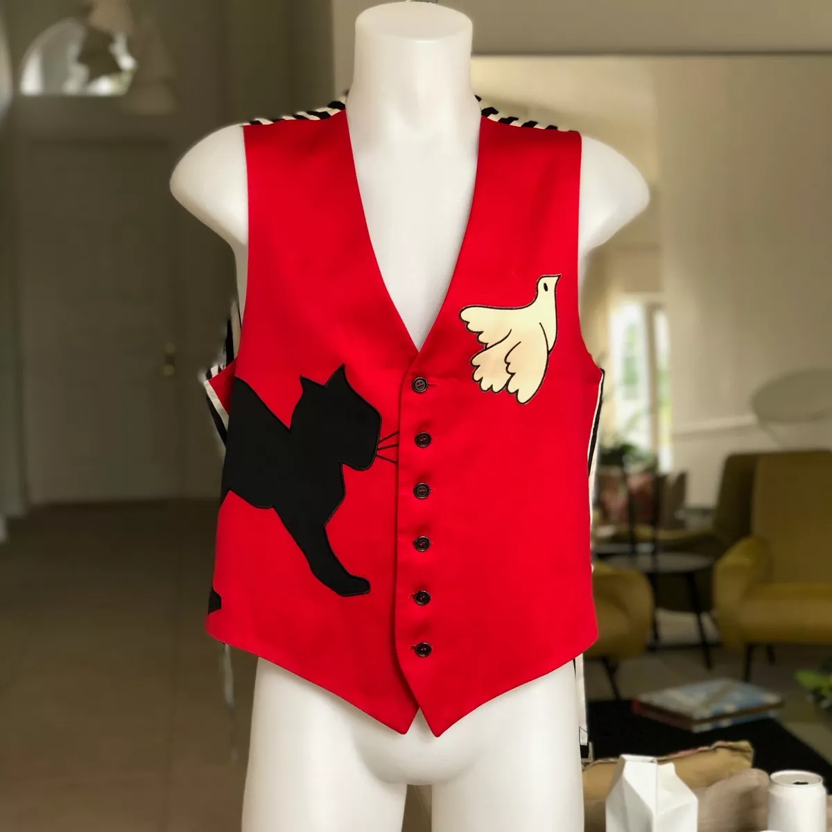 MOSCHINO CHEAP and CHIC cotton men s vest Black Cat White Dove size IT 52