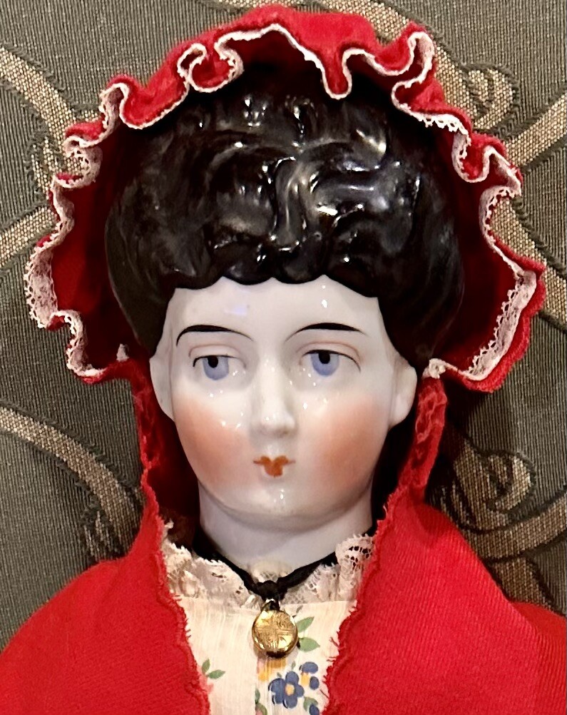 1860 Civil War Era China Head Doll, Very Rare Hairstyle 20” With