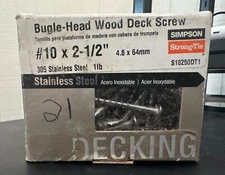 Simpson Strong-Tie Bugle Head Wood Deck Screw 1lb Stainless Steel #10x2-1/2"