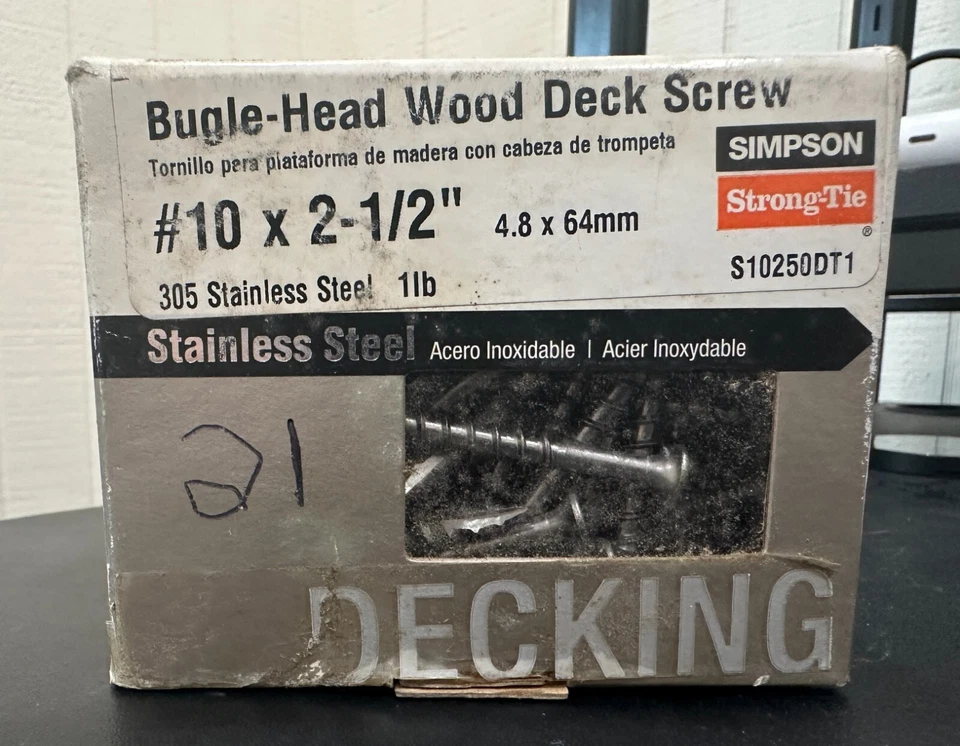 Simpson Strong-Tie Bugle Head Wood Deck Screw 1lb Stainless Steel #10x2-1/2"