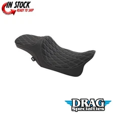 DRAG SPECIALTIES Predator III Seat Double Diamond Silver Thread 97-07 FLHR/FLHX