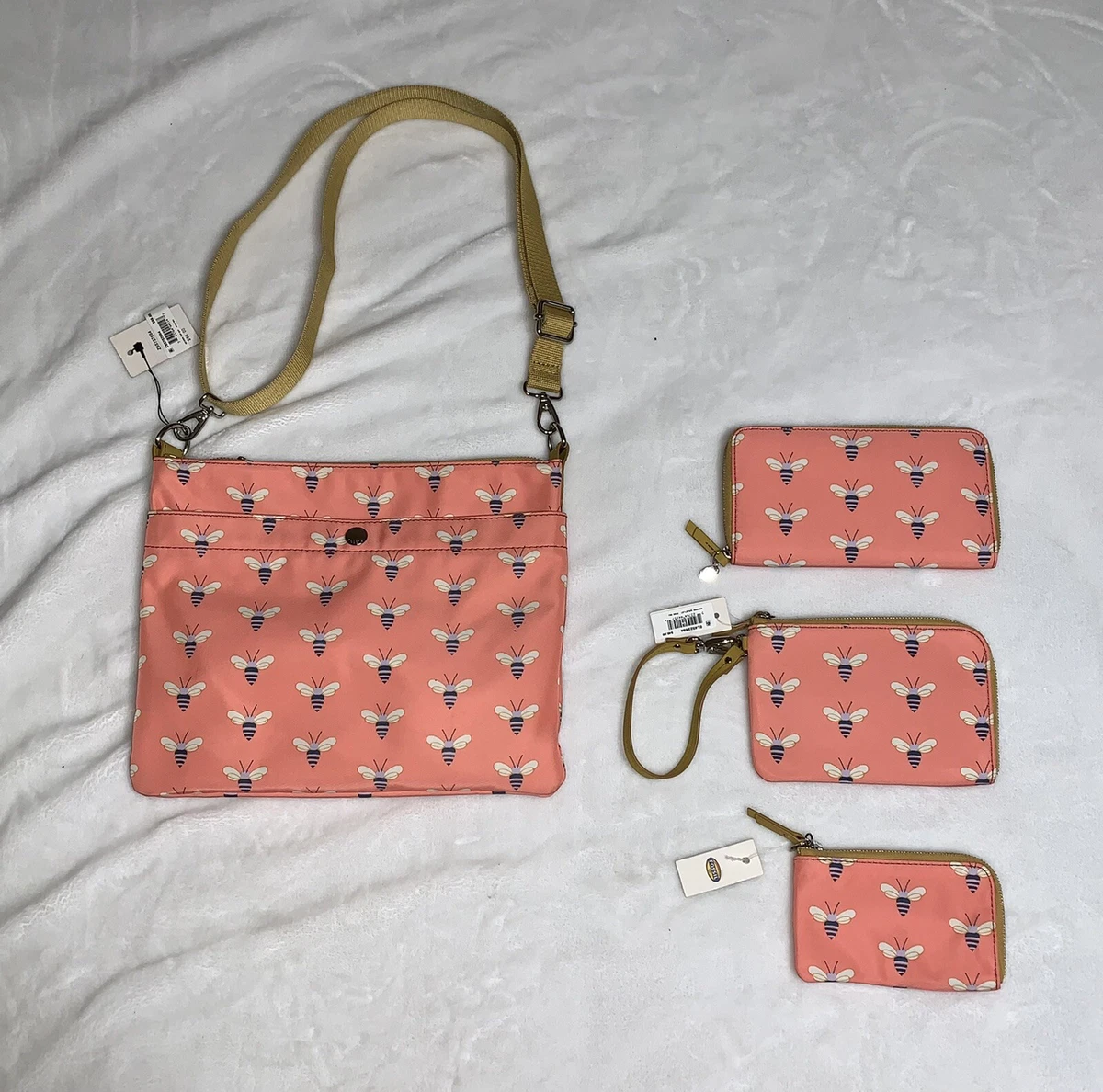 Fossil Bag Purse Accessories Lot Key Per Multi Pink Bee Bees Bug