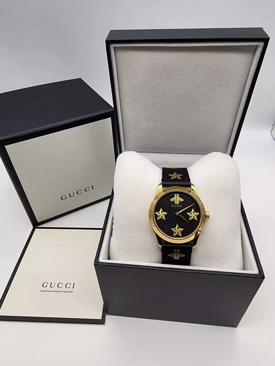 [INUTILISÉ] Montre Gucci 126,4 G Timeless Bee YA1264055 Qz cuir noir étoile JAPON