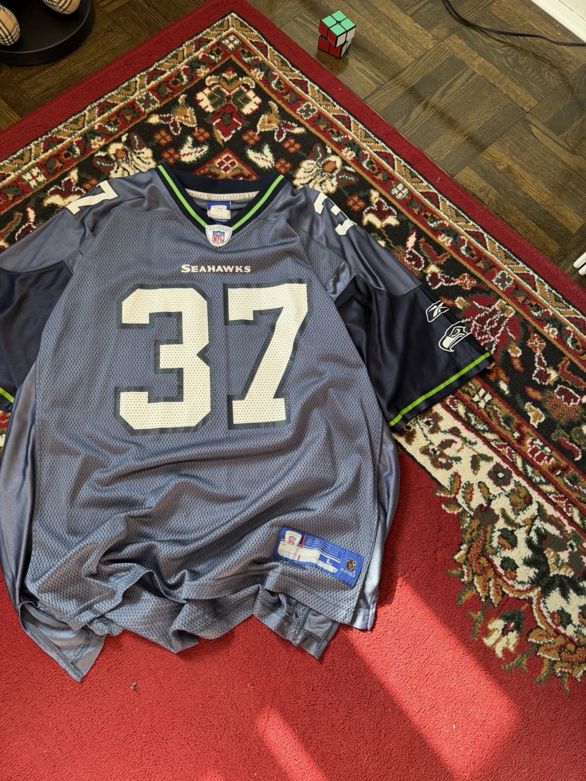 Seattle Seahawks #37 Shaun Alexander Reebok Authentic Patch Home Jersey Size XL thumbnail 3