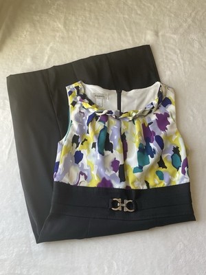 Dressbarn Lined Easter Spring Sleeveless Printed Bodice Black Womens 6 Dress