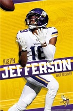 Minnesota Vikings 3 Poster Set Justin Jefferson Jordan Addison Vikings Neon NFL