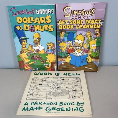 Simpsons Comics Cartoon Book Lot + Matt Groening Work Is Hell