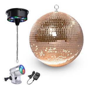 Yescom 12" Large Disco Ball with Motor and Light 6RPM Rotator & 3W RGB Spotlight