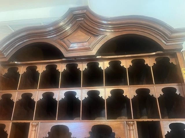 Librería de caoba inglesa del siglo XVIII escritorio de secretaria Foto 2 de 4