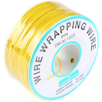 Yellow Electronic Wire - DM-30-1000, 30 AWG Single Core, Circuit Board OK, 250M 
