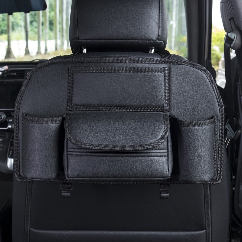 1PC Faux Leather Car Seat Back Organiser Storage Bag Water Cup Rack Tissue Box