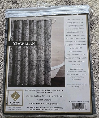 Lorraine Home Fashions Magellan Fabric Shower Curtain 70x72" Polyester NIP - Bild 2 von 5