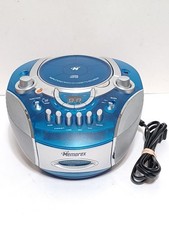 Memorex MP3134 Portable CD Player AM/FM Radio Cassette Transparent Blue   WORKS