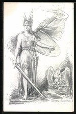 Künstler-AK Eugen Boermel: Germania mit Schwert und Schild, Kinderfürsorge, Ver 