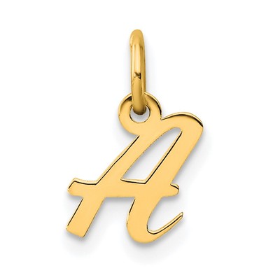 14k Gelbgold kleine Schrift Buchstabe eine Initiale Charm Anhänger perfektes Geschenk für sie