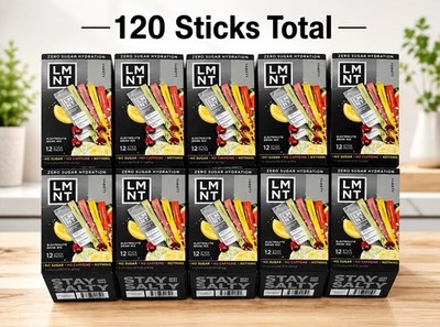 LMNT Electrolyte Drink Mix variety Pack- 120 Sticks (10 Boxes Of 12) - 4 Flavors