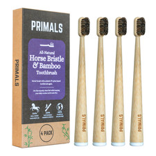 Primals Horse Bristle Bamboo Toothbrush 4-Pack - Luxurious Soft Horse Bristles