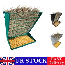 2 in 1 Hay Rack for Goat Large Metal Hay & Grain/Salt Feeder Adjustable Distance