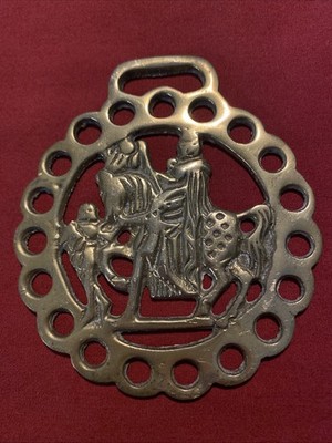 RAR!!! Vintage Pferd Messing - Ritter zu Pferd mit Knappe