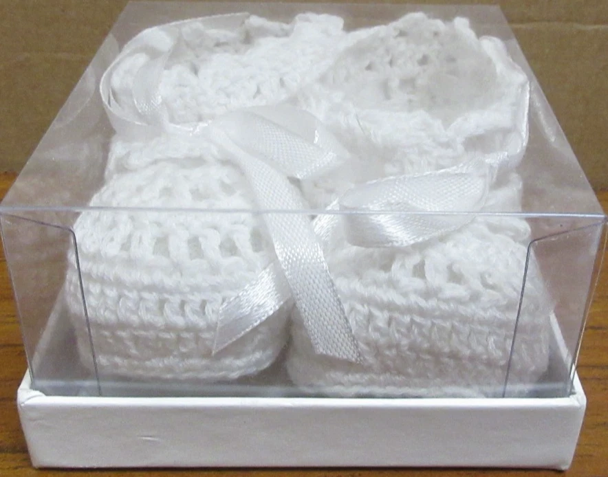 Botines bebé Lillian Rose blanco ganchillo bautizo 0-6 meses Foto 2 de 2