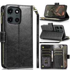 For Motorola Edge 2025 Case Luxury Phone Wallet Card ID Zipper Money Holder