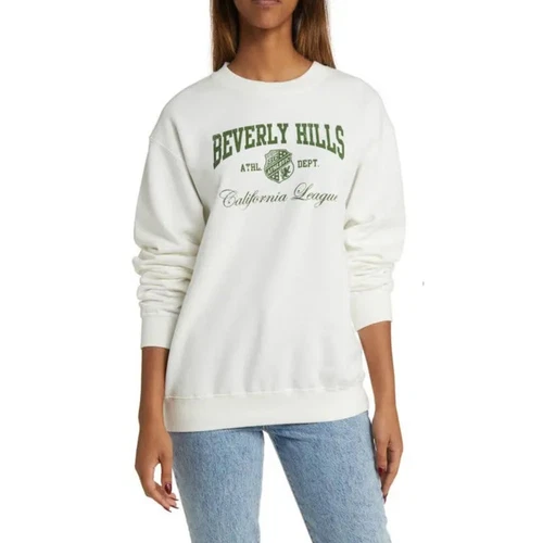 OFF WHITE Felpa donna girocollo Gol Hour Beverly Hills grafica panna taglia large