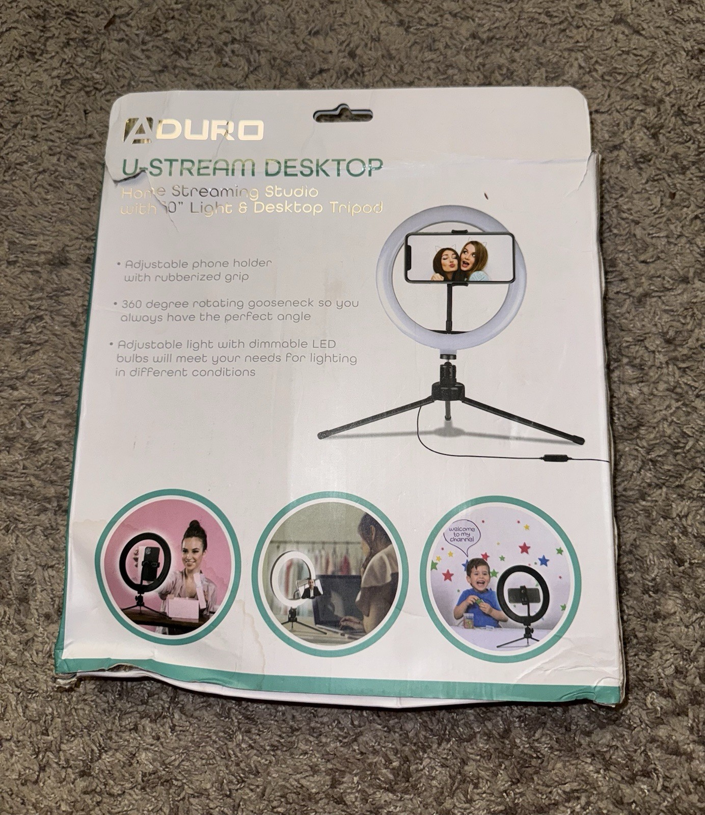 A Duro U Stream Desktop 10 Inch Ring Light And Desktop Tripod - NEW & WORKS