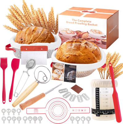Sourdough Starter Kit with Banneton and Baking Tools for Artisan Bread Making